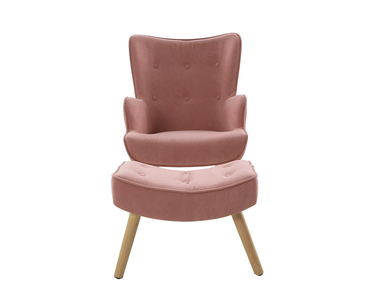 Armchair Set with Ottoman Pink Lansar