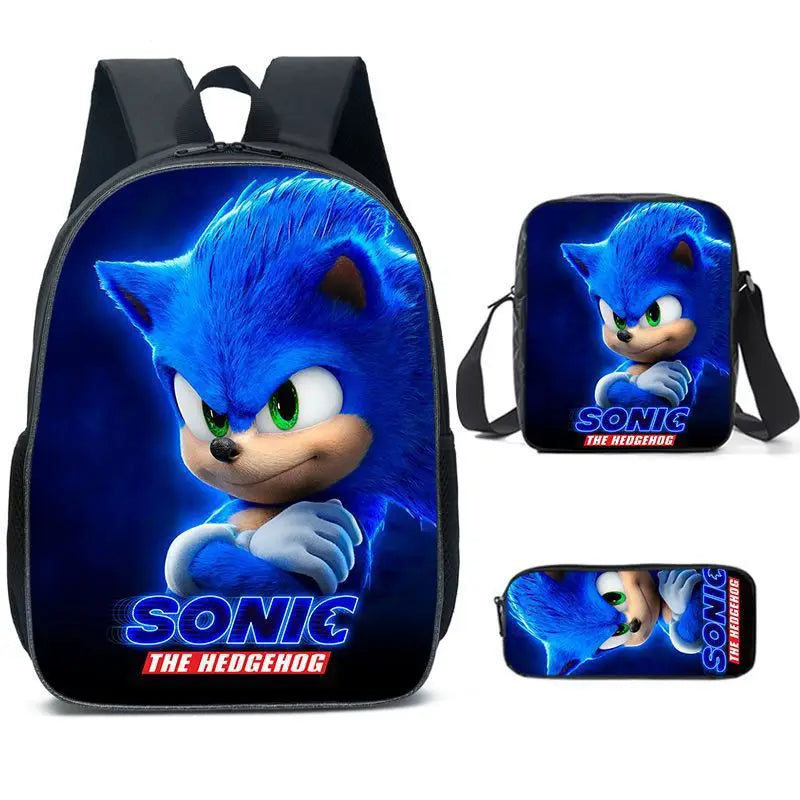 Sonic Backpack Primary and Middle School Students Schoolbag Boys Girls Anime Cartoon School Bag Mochila Zipper Shoulders