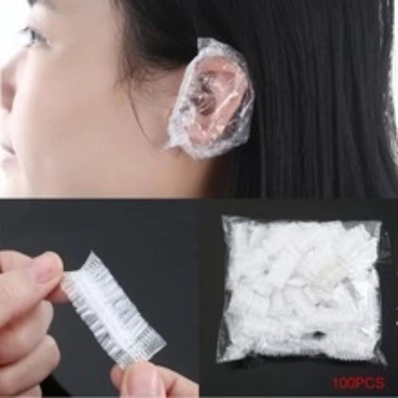 100Pcs Disposable Hairdressing Earmuffs Salon Clear Ear Cover Ear Protection Hair Dye Protect Cap Hair Color Styling Tool