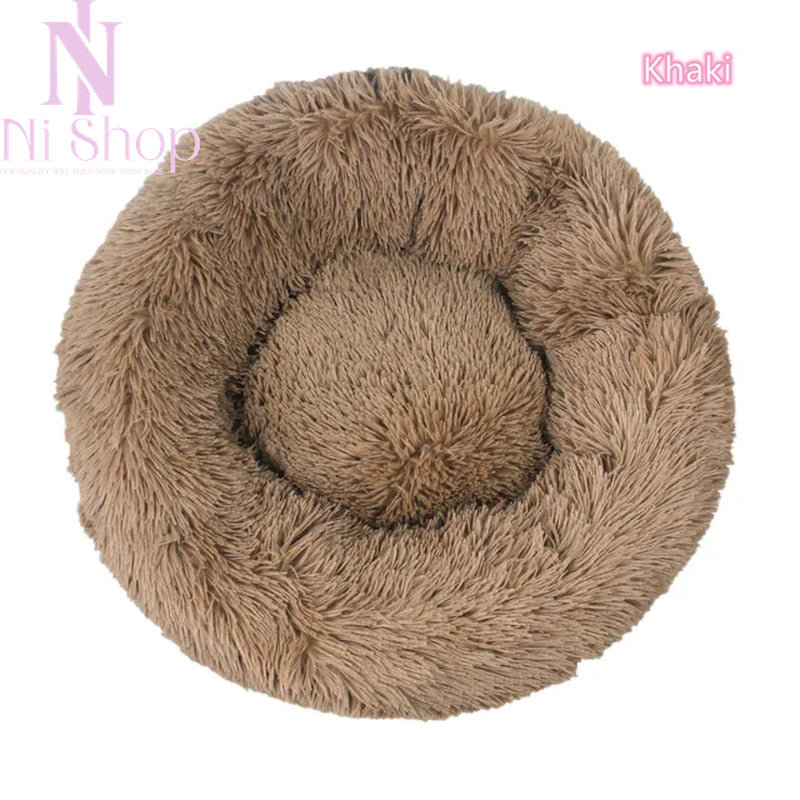 Pet Dog Bed Plush Full Size Washable Calm Bed Donut Cat Bed Comfortable Sleeping