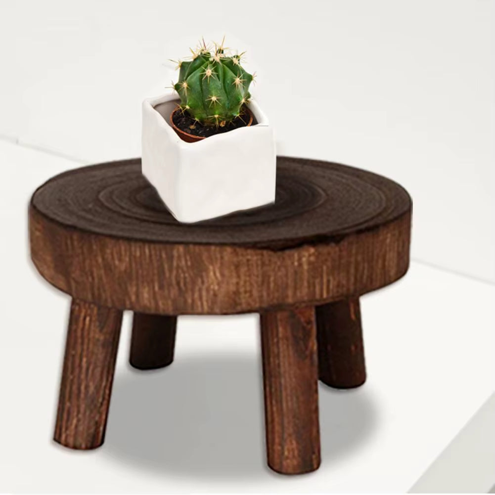 Wooden Plant Stand Flower Pot Base Holder Stool Indoor Outdoor Garden Succulent Flower Display Plant Stand Shelf