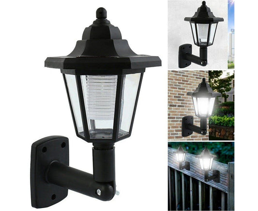 1Pcs Solar Panel LED Sensor Wall Light Hexagon Lamp Path Way Garden Fence Lamp