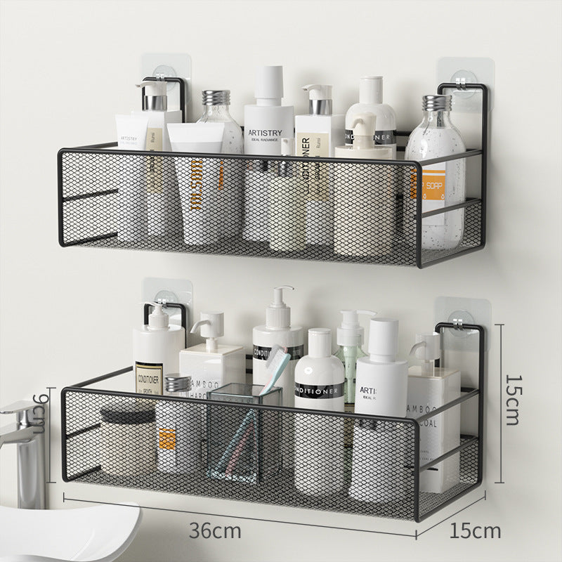 Wall-Mounted Bathroom Shelf No Drill Shower Shampoo Organizer Toilet Accessories