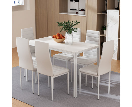 Dining Chairs and Table Dining Set 6 Chair Set of 7 White