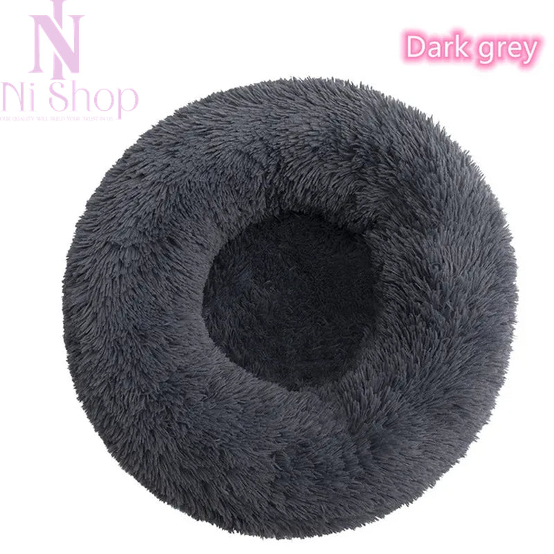 Pet Dog Bed Plush Full Size Washable Calm Bed Donut Cat Bed Comfortable Sleeping