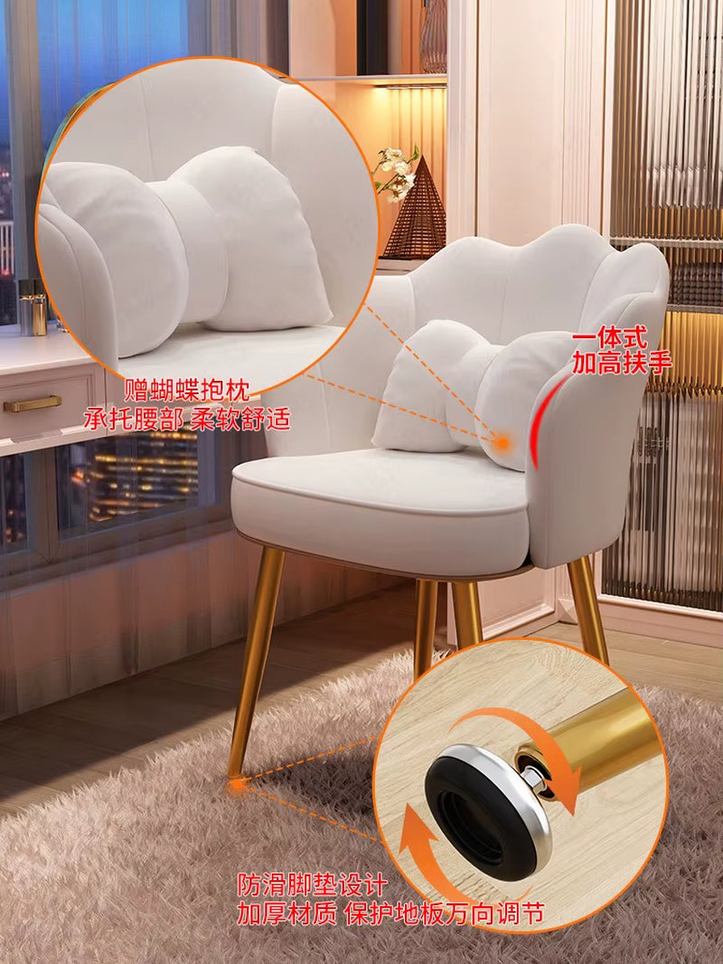 Makeup Chair Light Luxury Girl Bedroom Dressing Table Stool Backrest Nail Petal Chair