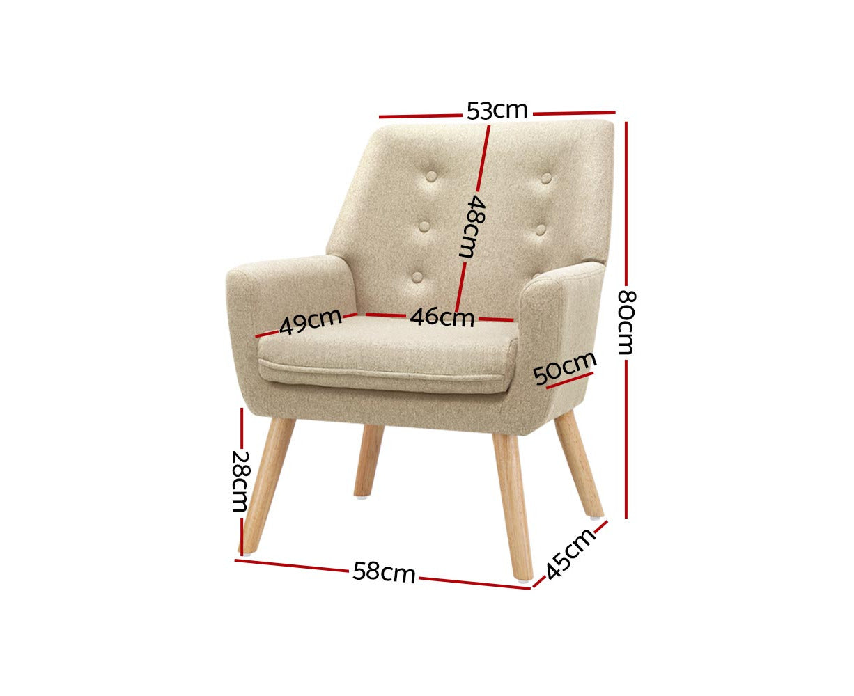 Armchair Lounge Chair Accent Armchairs Fabric Single Sofa Chairs Beige