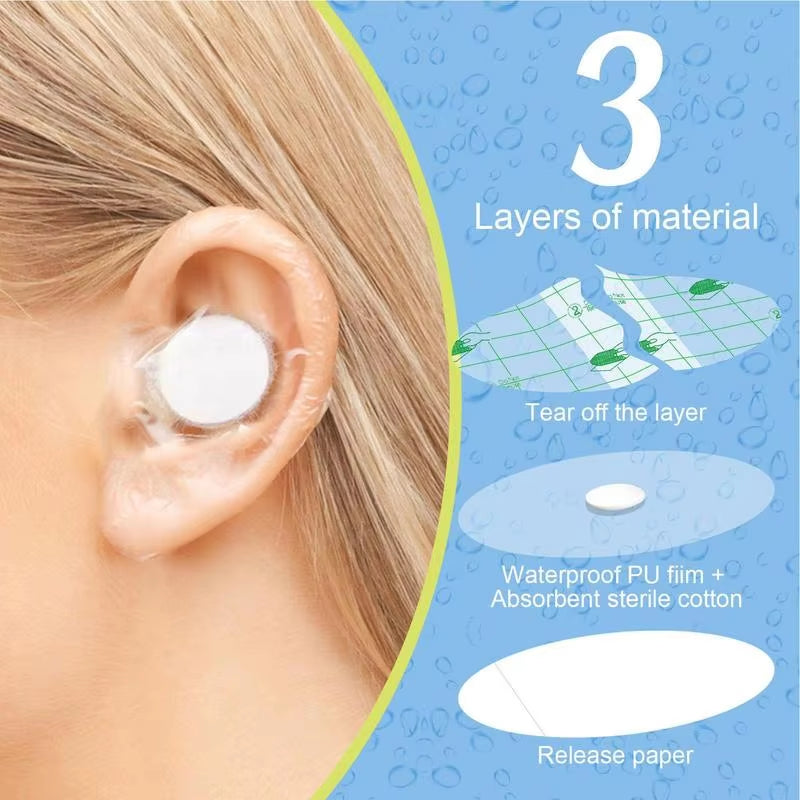 60Pcs Plastic Waterproof Ear Protector for Baby Swimming Cover Caps Salon Hairdressing Dye Shield Protection Shower Caps Tool