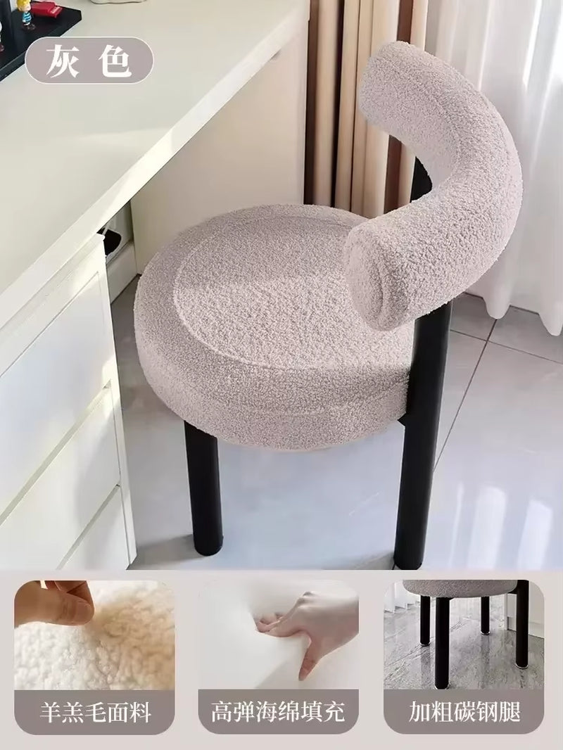 Backrest Lounge Chair Luxury Designer Seat Dresser Makeup Stool Room Furniture Stylish Lounge Seat Comfortable Vanity Chair