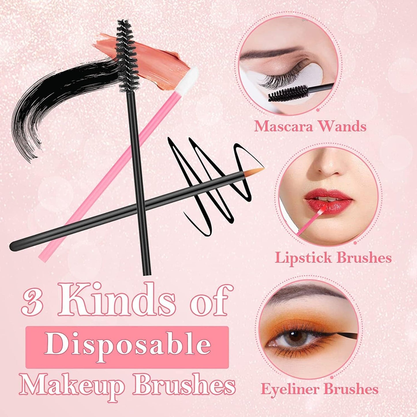 Disposable Makeup Applicators Kit with Triangle Makeup Puff Makeup Mixing Palette Makeup Artist Supplies Disposable Mascara Wands, Lip Brushes, Hair Clips Powder Puffs for Face with Storage Box