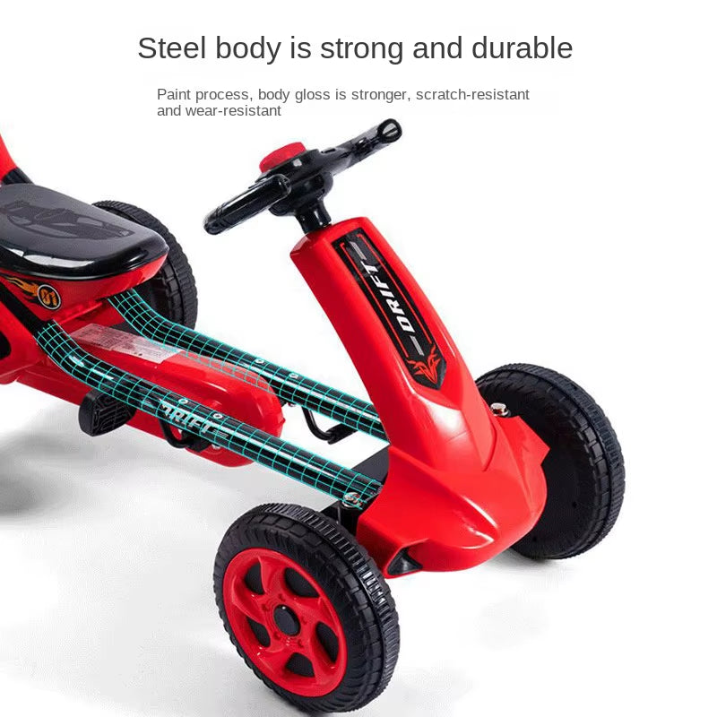 Lazychild Foldable Go Kart 4 Wheel Pedal Ride on Adjustable Seat Ride on Pedal Toy Car for Kids 2-8 Years Karting Dropshipping