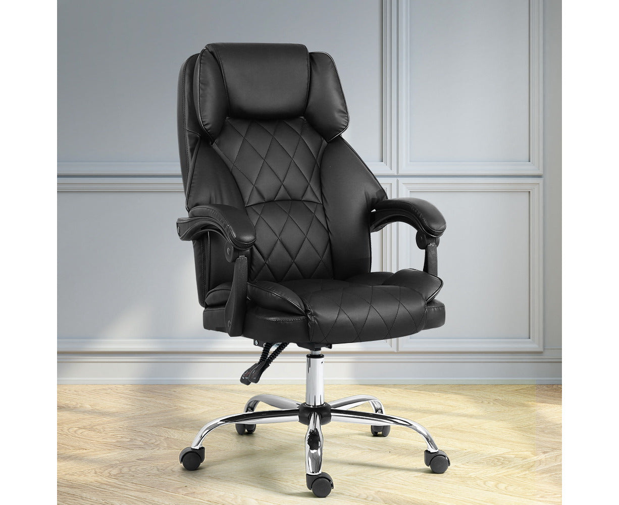 Executive Office Chair Leather Recliner Black