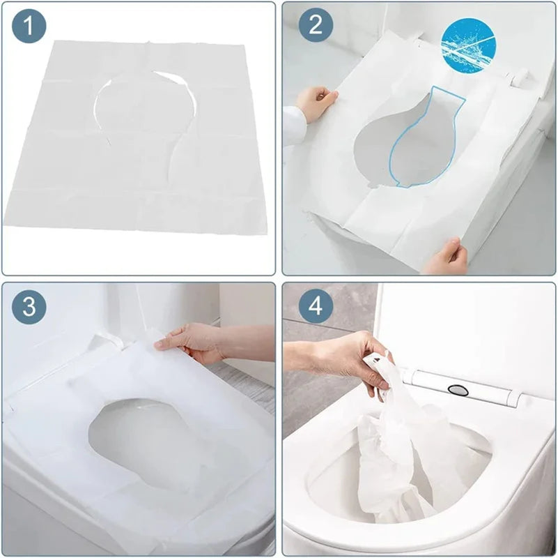 50Pcs Disposable Toilet Seat Cover Non-Woven Fabric Toilet Mat Seat Waterproof Soluble Water Todder Toilet Training Seat Covers