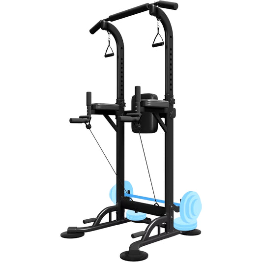 Pull up Dip Station for Home Gym, Power Tower with Backrest, Adjustable Height Pull up Bar Stand