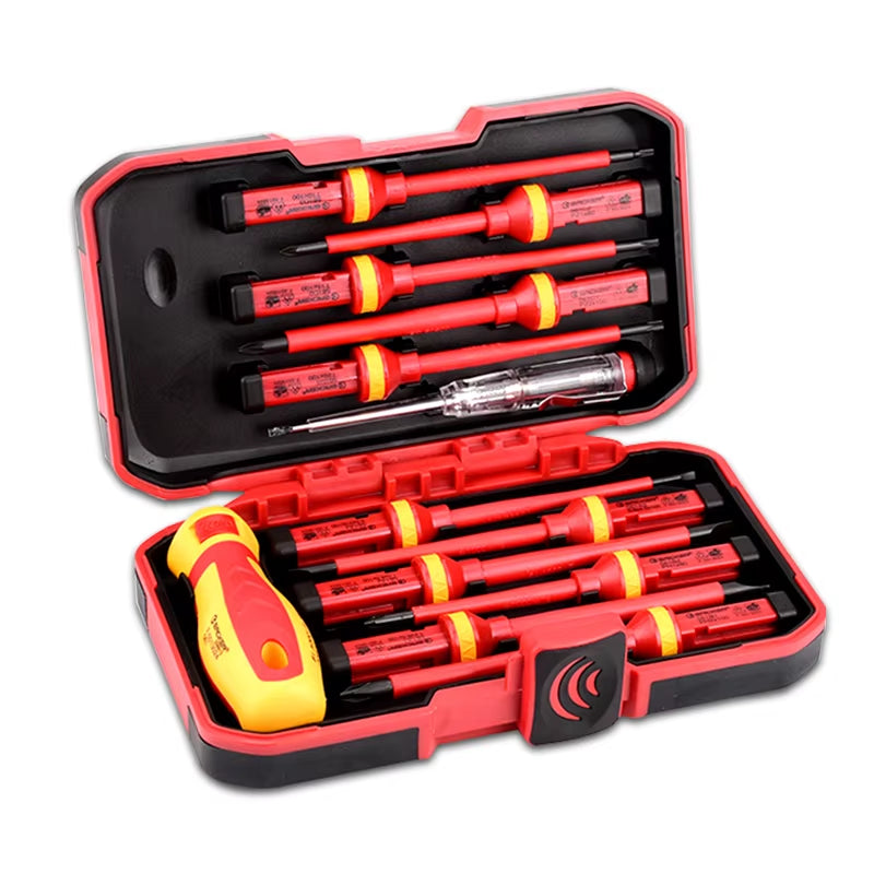 Electrician Repair Tools Kit 13Pcs 1000V Changeable Insulated Screwdrivers Set with Magnetic Slotted Phillips Pozidriv Torx Bits