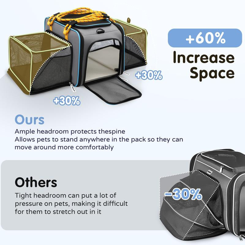 Airline Approved Dog Carrier for Small Dogs with Wheels, Expandable Cat Carrier Soft Pet Travel Carrier Crate for Medium Dogs and Cats under 25LBS (17 X 12 X 11 Inches)