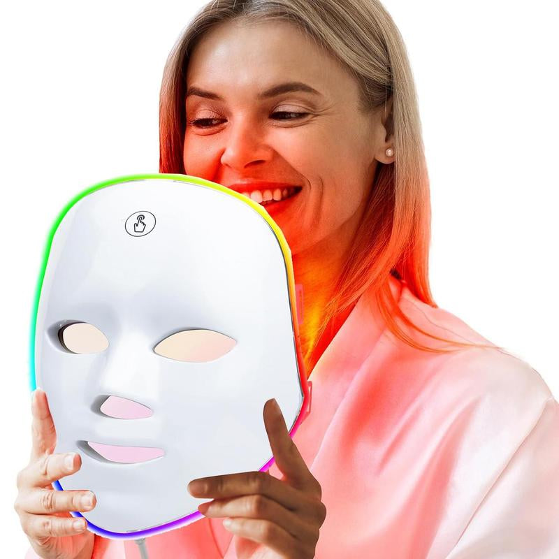 7 Color LED Facial Mask, Summer USB Charging Skin Care Beauty Instrument, Personal Care Skincare Beauty Face Massager Gift for Birthday