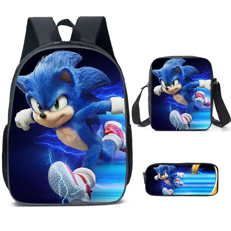 Sonic Backpack Primary and Middle School Students Schoolbag Boys Girls Anime Cartoon School Bag Mochila Zipper Shoulders