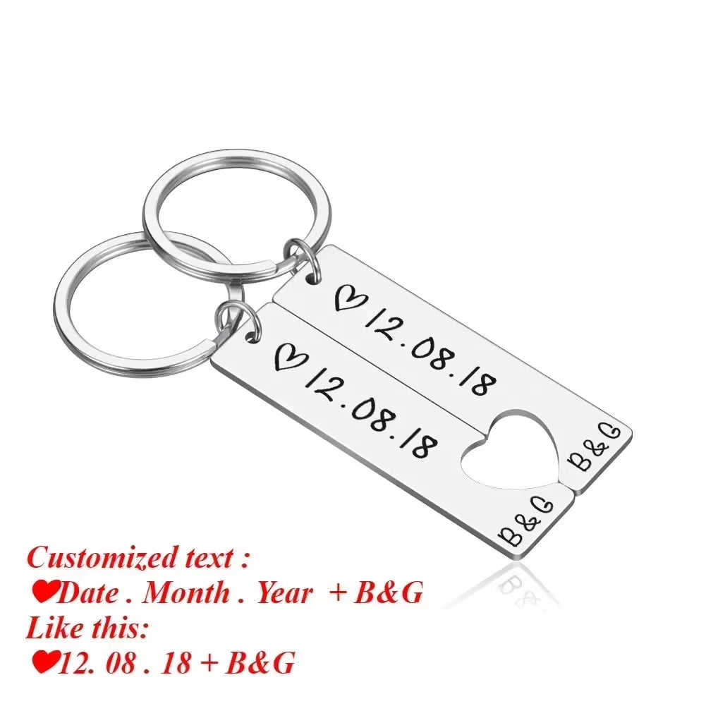 Customized Couples Keychain Boyfriend Girlfriend Keyring Husband Anniversary Valentine Day Gift Pinky Promise Women Men Keychain