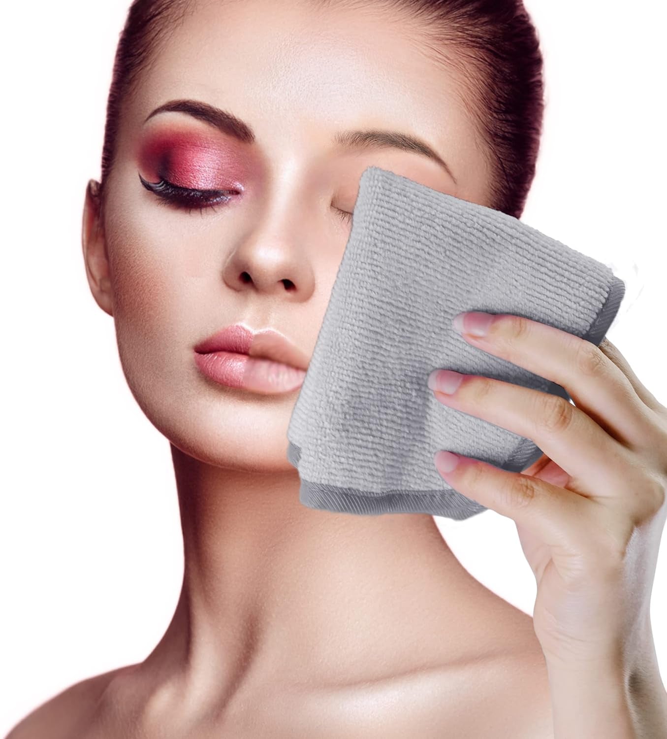 Premium Hypoallergenic Chemical Free Microfibre Makeup Remover and Facial Cleansing Cloth 6 Pack (20X20 Cm, Gray)