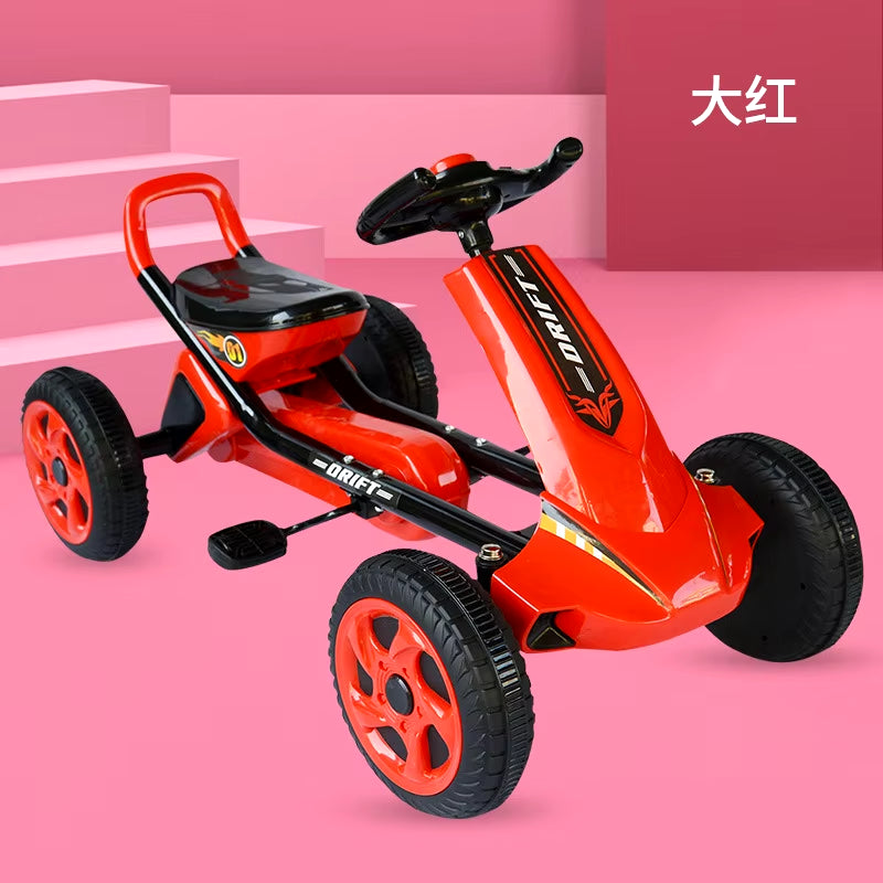 Lazychild Foldable Go Kart 4 Wheel Pedal Ride on Adjustable Seat Ride on Pedal Toy Car for Kids 2-8 Years Karting Dropshipping