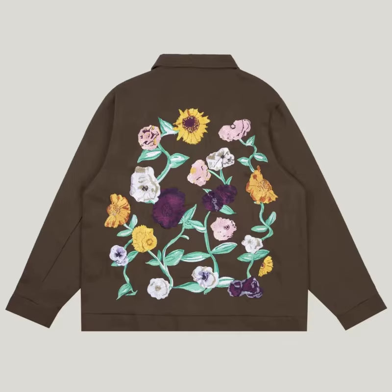 2024 New TS Vocal Piano Embroidery Flowers Long Sleeve Men'S Women'S Taylor Cardigan Jacket Cotton Brown Zipper Taylors Jacket