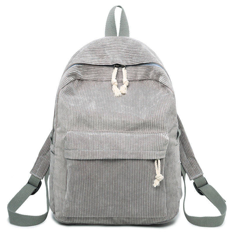 Corduroy Backpack Students Shoulder School Bags