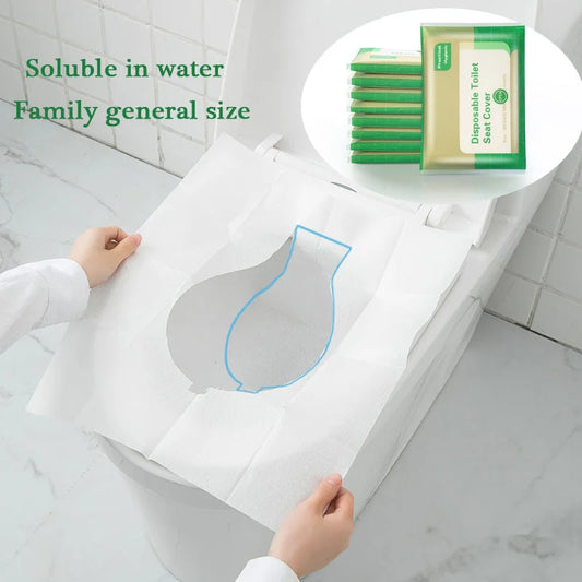 50Pcs Disposable Toilet Seat Cover Non-Woven Fabric Toilet Mat Seat Waterproof Soluble Water Todder Toilet Training Seat Covers