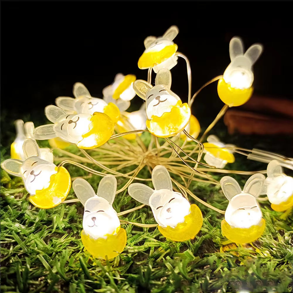 2M 20Led Easter LED String Lights Rabbit Carrot Easter Egg Decorations for Home Bunny Fairy Light Supplies Happy Easter Gifts