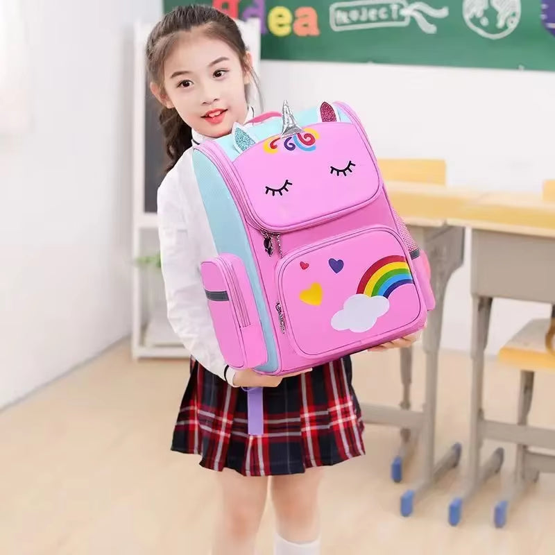 Girl School Backpack with Large Capacity Waterproof Unicorn Print