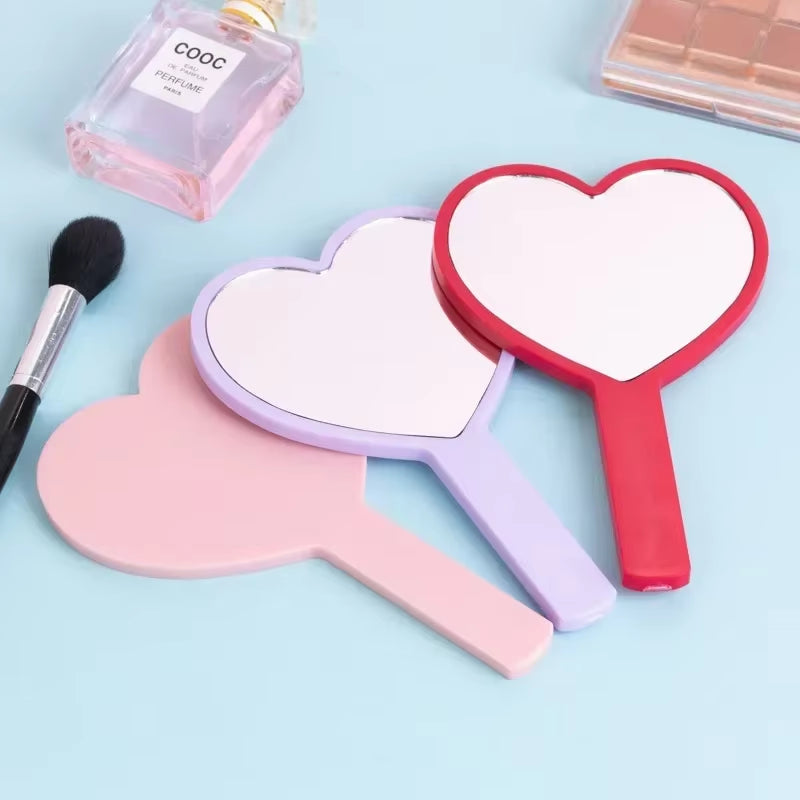 Cherry Heart Handle Mirror Hand in Hand with a Mirror to Carry around Cute Little Mirror for Girls Dressing Mirror Makeup Mirror