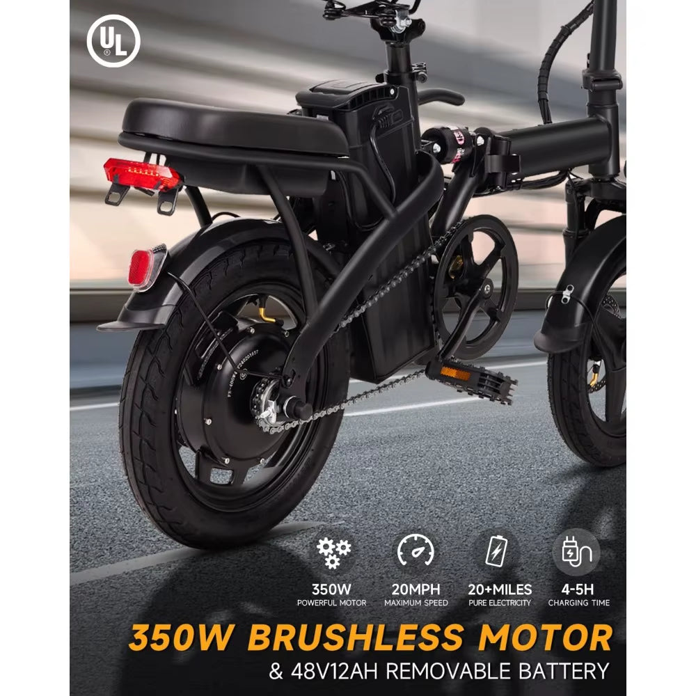 Folding Electric Bike for Adults,Electric Bicycle with Removable Battery,20Mph Commuting Electric Bike,High Brushless Gear Motor