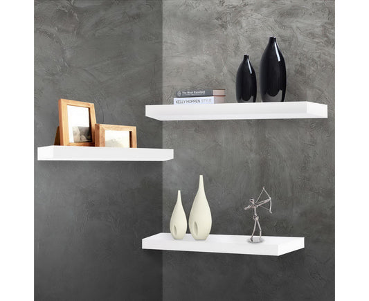 Floating Wall Shelf Set of 3 White