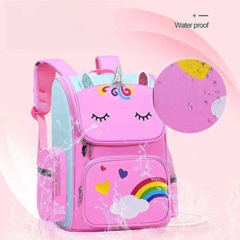 Girl School Backpack with Large Capacity Waterproof Unicorn Print