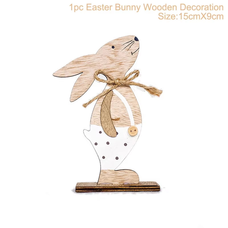 2024 New Easter Decoration for Home Wooden Pendant Easter Rabbit Easter Craft Easter Bunny Ornament Decor Easter Egg Gifts Decor