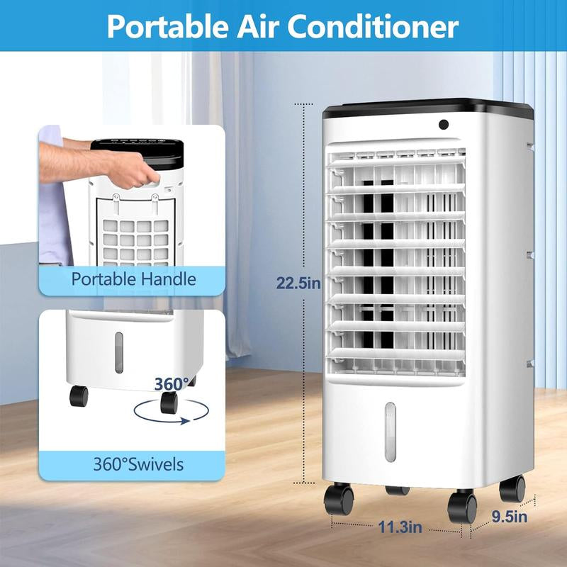 Nw9Lbs 3-IN-1 Portable Air Conditioners Windowless, 65°Oscillation Swamp Cooler, 3 Speeds Portable Air Cooler W/Humidifier, Remote & 12 Hours Timer, Evaporative Cooler Cooling Fan for Room Home