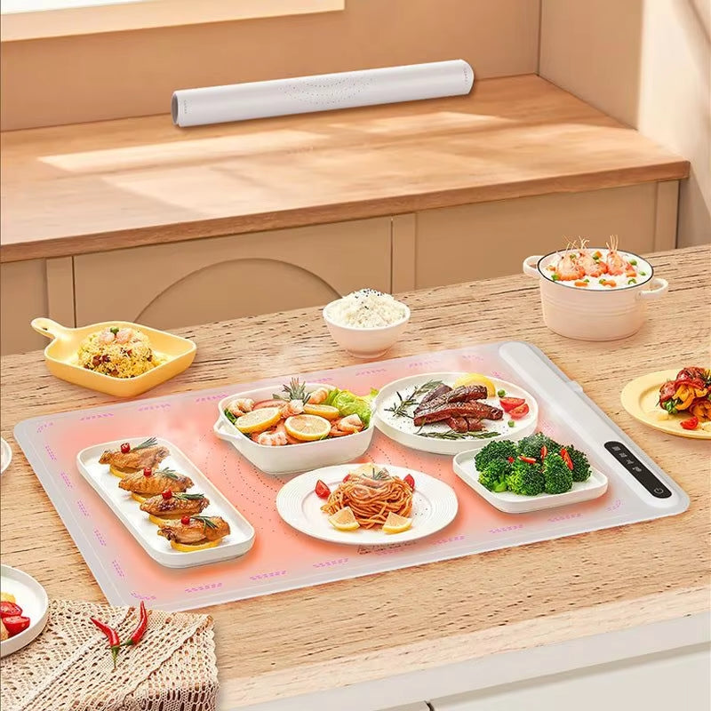 Electric Warming Tray with Adjustable Temperature Foldable Fast Heating Electric Warming Hot Plate for Buffets Family Gatherings