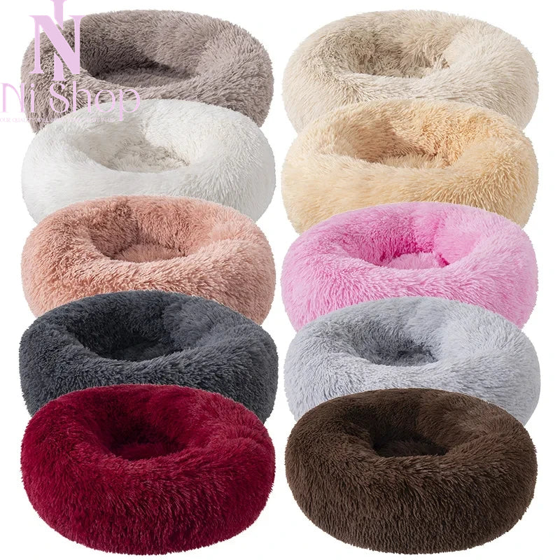 Pet Dog Bed Plush Full Size Washable Calm Bed Donut Cat Bed Comfortable Sleeping