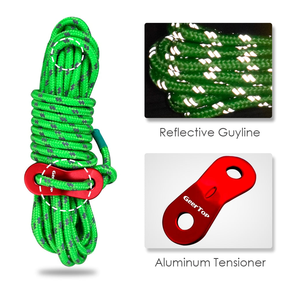 Reflective Tent Rope 13ft 4mm Camping Rope with Aluminum Tensioner Tightener Guy Line Equipment for Outdoor Survival-3