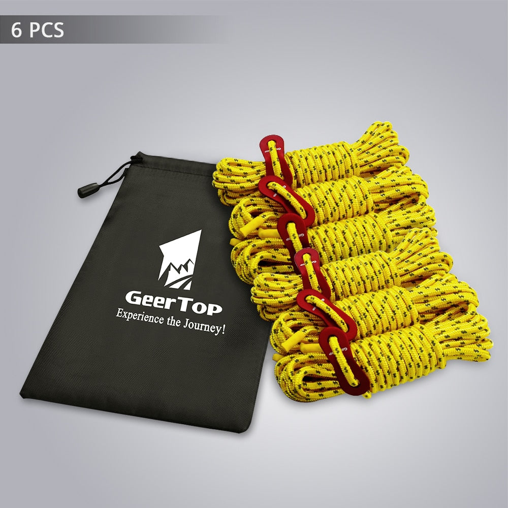 Reflective Tent Rope 13ft 4mm Camping Rope with Aluminum Tensioner Tightener Guy Line Equipment for Outdoor Survival-2